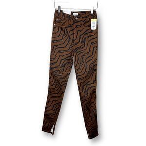 New ‘we wore what’ The Icon Jean Brown Zebra print size‎ 27 Custom Mended